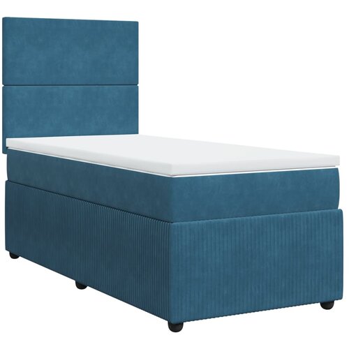 vidaXL Box spring postelja z vzmetnico temno moder 90x190 cm žamet, (21310839) Cene