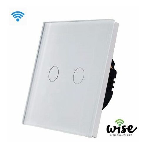 Pametni wise prekidač WiFi stakleni panel - 2 tastera, beli Slike