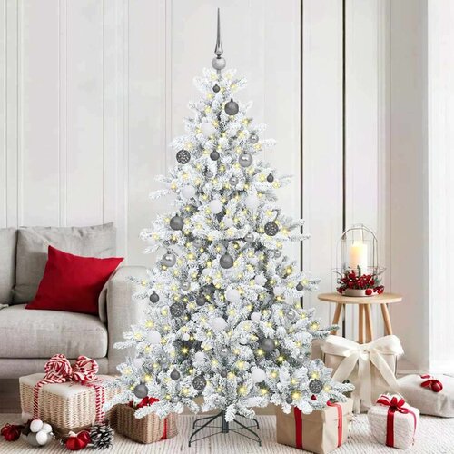 vidaXL Umjetno božićno drvce s nogom s 300 LED dioda Bijelo 180 cm PVC Cene
