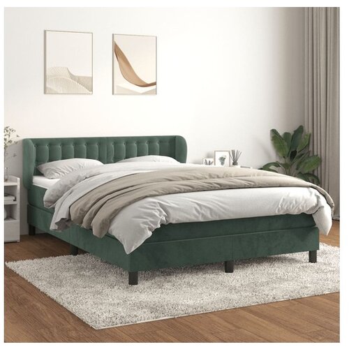 VidaXL Box spring postelja z vzmetnico temno zelena 140x200 Slike