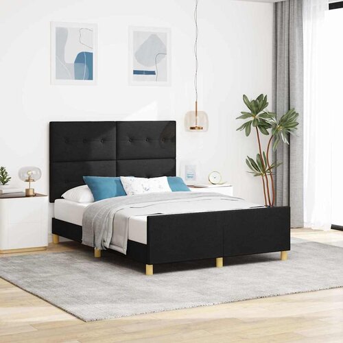  Krevetna konstrukcija s uzglavljem Crna 140 x 200 cm tkanina Cijene
