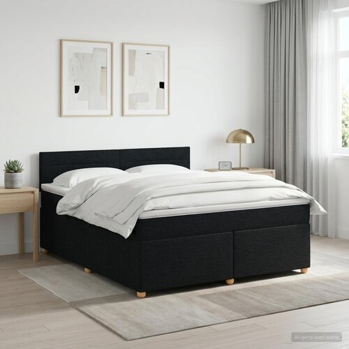  Boxspring krevet s madracem Crna 160 x 200 cm Tkanina Cene