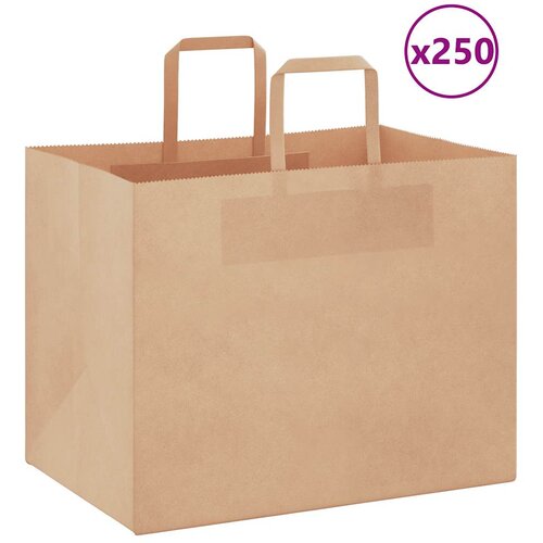  Papirnate vrećice 250 kom s ručkama smeđe 32x22x24 cm Cijene