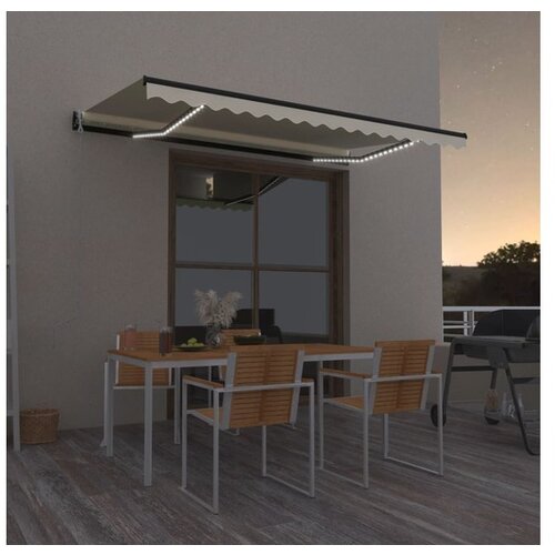 vidaXL Avtomatska tenda LED + senzor 450x350 cm krem Cene