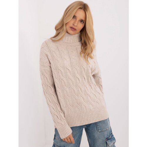 Fashion Hunters light beige turtleneck with long sleeves Slike