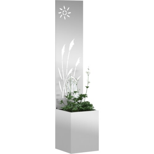 VidaXL Vrtni Sadič s Dekorativnom Pločom Srebrna 32 x 140 cm Slike