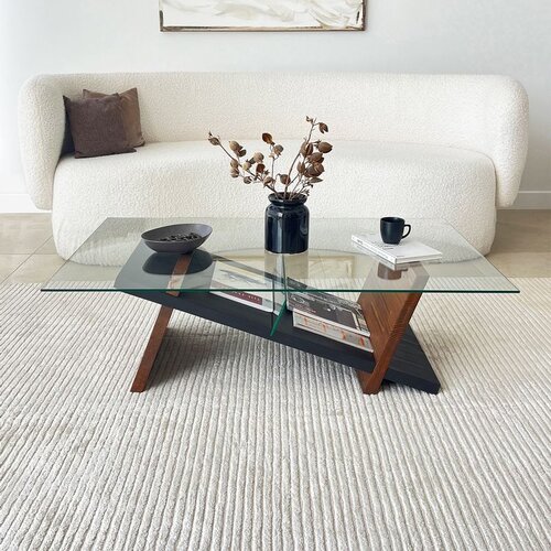 Hanah home livello - black, chesnut blackchesnut coffee table Slike