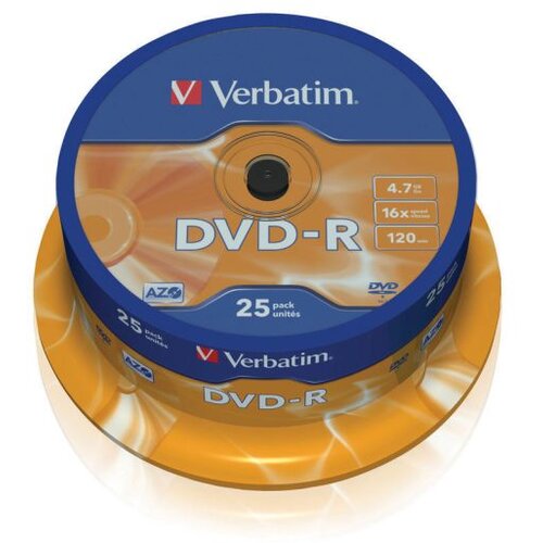 Verbatim DVD-R, 4,7 GB,16X, spindle 25 kom,MATT SILVER,43522 Slike