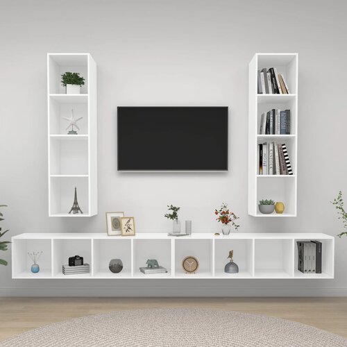 VidaXL Stenske TV omarice 4 kosi bela iverna plo&amp;scaron;ča Slike