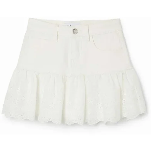 Desigual Dječja traper suknja boja: bijela, mini, širi se prema dolje