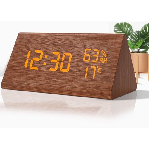 Venisymlis Lesena Digitalna Budilka, Lesena Budilka S 3 Nastavitvami Alarma, Elektronska Led Budilka Wit, (22060199) Slike