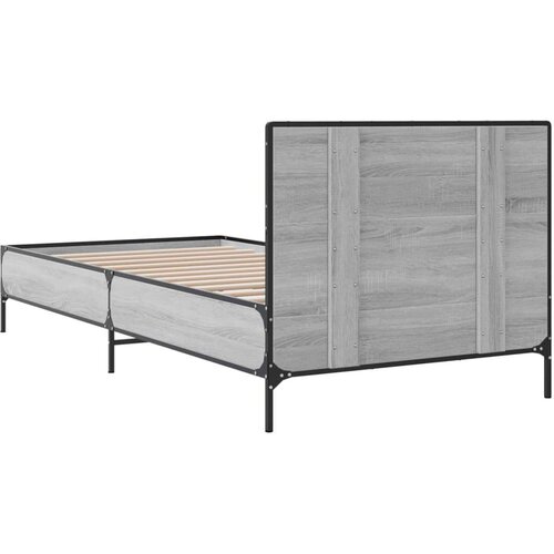 VidaXL Posteljni okvir siva sonoma 90x190 cm inženirski les in kovina, (21128445) Slike