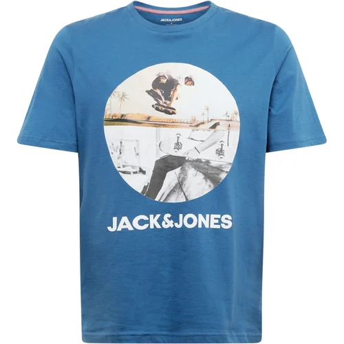 Jack & Jones Majica 'NAVIN' safir / siva / večbarvno zelena / bela