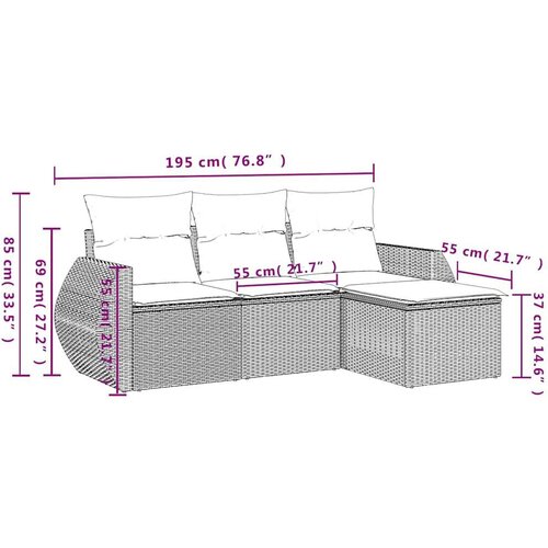 VidaXL 4-dijelni set vrtnih sofa s jastucima svijetlosivi poliratan Slike