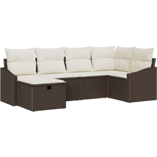  Set od 6 komada vrtnih kauča s jastučićima smeđi poli ratan Cijene