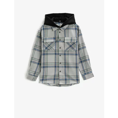 Koton Lumberjack Hooded Shirt with Cover and Double Pocket, Soft Textured