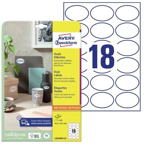  Etikete zweckform l6024rev 63,5x42,3mm 1/25 ovalne ZWECKFORM1 Cene
