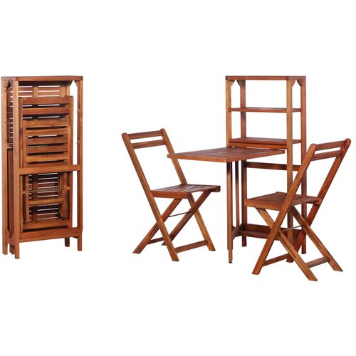 3-dijelni sklopivi bistro set od masivnog bagremovog drva Slike