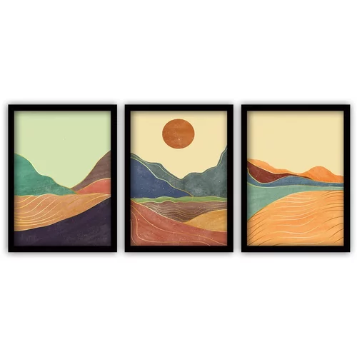 Vavien Artwork Komplet 3 slik v črnem okvirju Sunrise, 35 x 45 cm