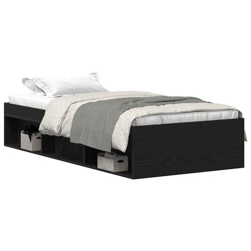 Maison Chic Postelja za odrasle - Posteljni Okvir brez vzmetnice črni hrast 100x200 cm inž. les, (22082648) Cene