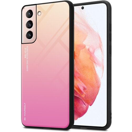 Cadorabo Ohi&scaron;je, združljiv s Samsungom v rumeni - roza - dvobarvni za&scaron;čitni pokrov iz silikona TPU in hrbta iz kaljenega stekla, (20574071) Cene