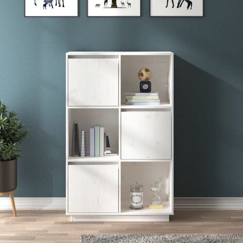 vidaXL Visoka omara bela 74x35x117 cm trdna borovina Cene