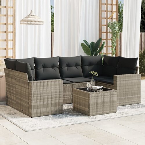 VidaXL 7-dijelni set vrtnih sofa svjetlosivi od poliratana Slike