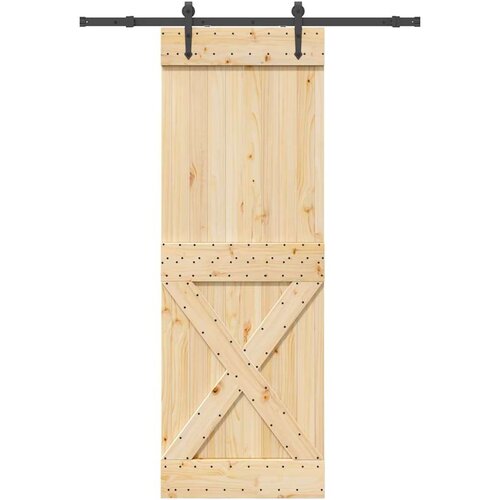 VidaXL Klizna vrata s priborom za montažu 80 x 210 cm masivna borovina Slike