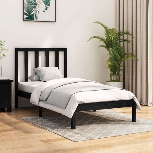  Posteljni okvir črn iz trdne borovine 100x200 cm, (20684408) Slike