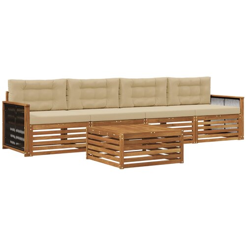 vidaXL Zunanja garnitura za sedenje z blazino 5 pcs Naravna in bež, (5000282075) Cene