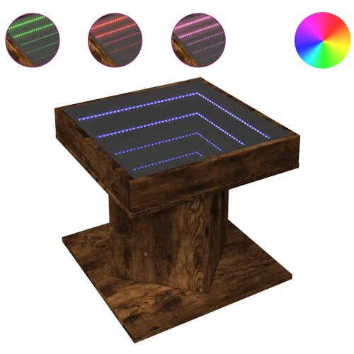 Maison Chic Klubska mizica - kavna mizica - Nizka mizica LED dimljeni hrast 50x50x45 cm inženirski les, (21754213) Cene