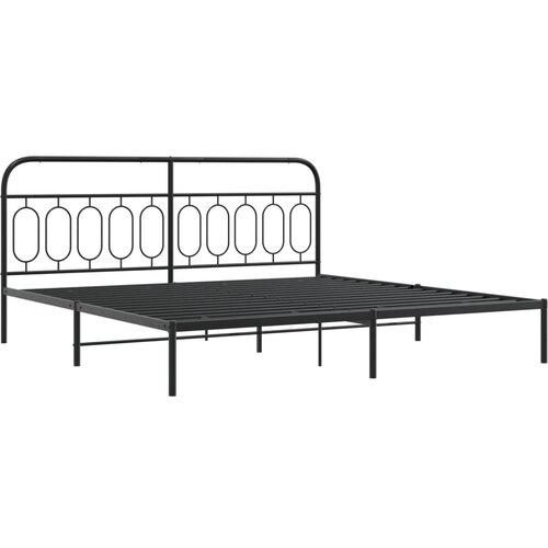 vidaXL Kovinski posteljni okvir z vzglavjem črn 200x200 cm, (21251331) Cene