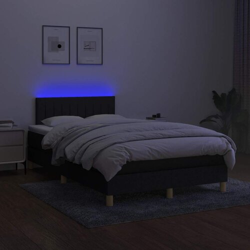  box spring s madracem LED crni 120 x 200 cm od tkanine Slike