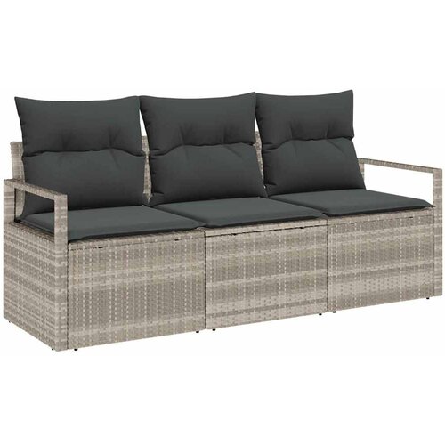 vidaXL Kavčna garnitura 3 pcs Svetlo siva poli ratan, (5000154741) Cene