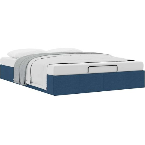 VidaXL Otomanski okvir kreveta bez madraca plavi 140x190 cm od tkanine Slike