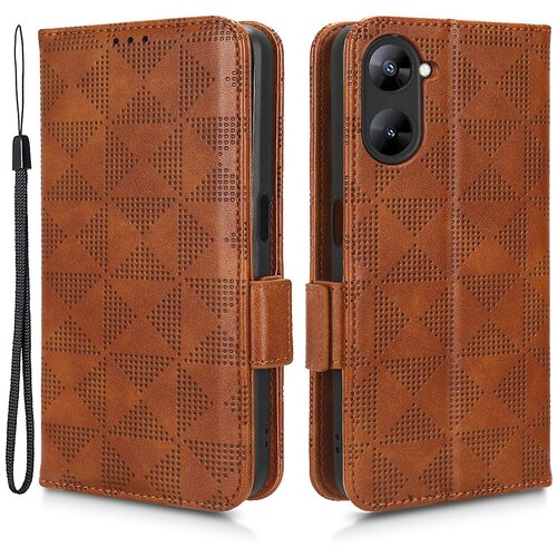 INORCO Za Realme V30t/V30 5G, odporna na udarce PU usnjena torbica za telefon z natisnjenim trikotnim stojalom, pokrov denarnice, (22036267) Slike