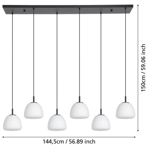 Eglo 390203 - visilica na sajli balmes 6xE27/40W/230V Slike