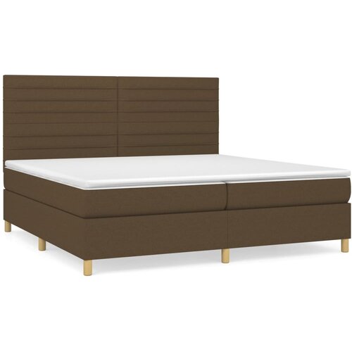  Krevet s oprugama i madracem tamnosmeđi 200x200 cm od tkanine Slike