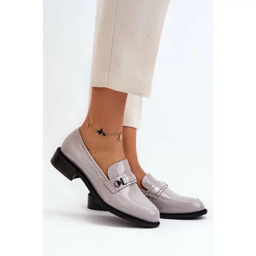 Kesi Women's patent leather grey loafers Nerilaja