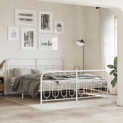 Furnova Kovinski posteljni okvir z vzglavjem in vznožjem bel 160x200 cm, (21934329) Slike