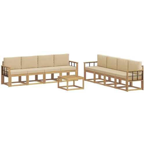 vidaXL Zunanja garnitura za sedenje z blazino 9 pcs Bela in bež, (5000271858) Cene