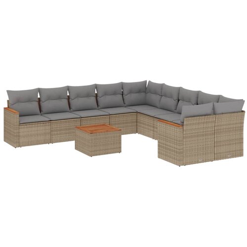  11-dijelni set vrtnih sofa s jastucima bež od poliratana Slike