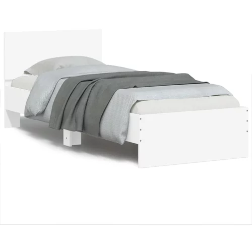  Okvir za krevet s uzglavljem i LED svjetlima bijeli 90x200 cm