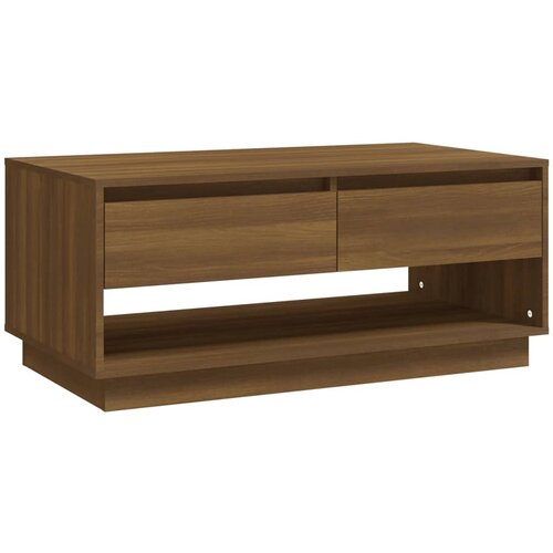 Maison Chic Klubska mizica - kavna mizica - Nizka mizica rjavi hrast 102,5x55x44 cm iverna plo&amp;scaron;ča, (21755476) Slike