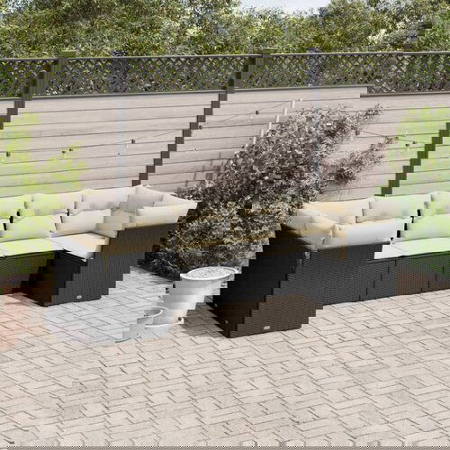 vidaXL 7-dijelni set vrtnih sofa od poliratana s jastucima crni Cijene