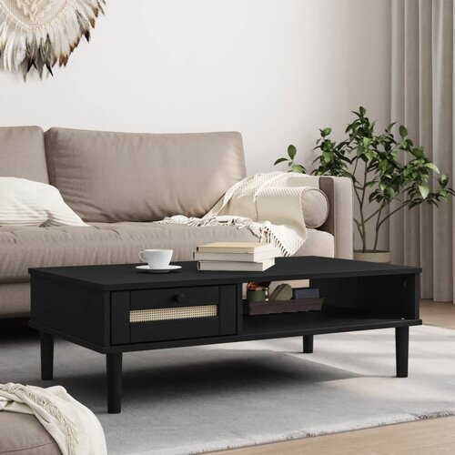 VidaXL Klubska mizica SENJA videz ratana črna 100x55x33 cm les Slike