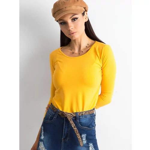 Fashion Hunters Basic cotton blouse in a dark yellow color
