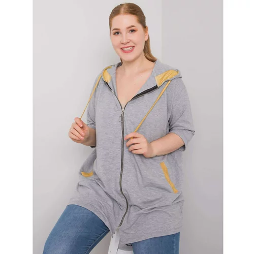 Fashion Hunters Gray women's sweatshirt of larger size with zip fastening