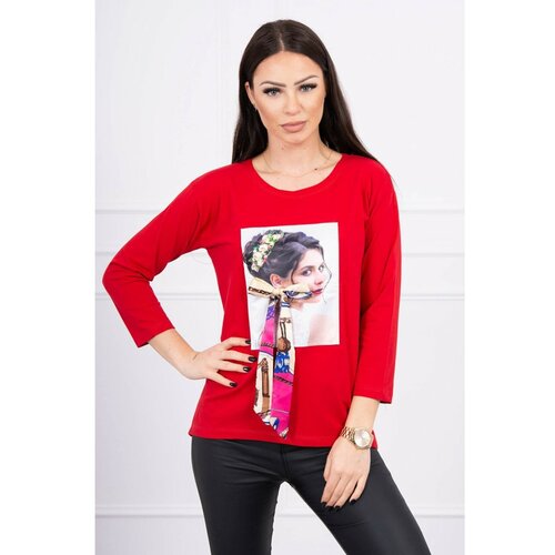 Kesi Bluza sa grafikom i šarenim mašnom 3D crvena crna | crvena Cene