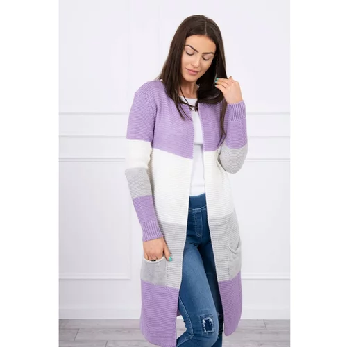 Kesi Sweater Cardigan in the straps purple+ecru